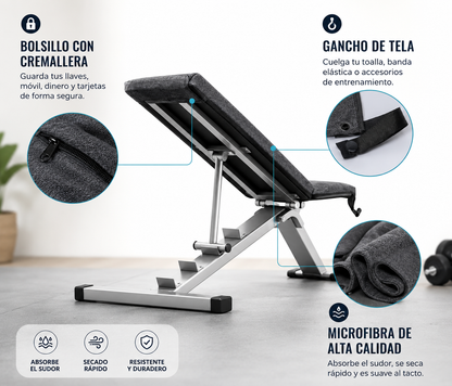 Toalla Deportiva de Secado Rápido con bolsillo y cremallera